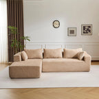 Canapé 3 places en velours côtelé en forme de L avec oreillers, aucun assemblage requis, canapé compressé, canapé d'angle moderne pour salon, chambre à coucher