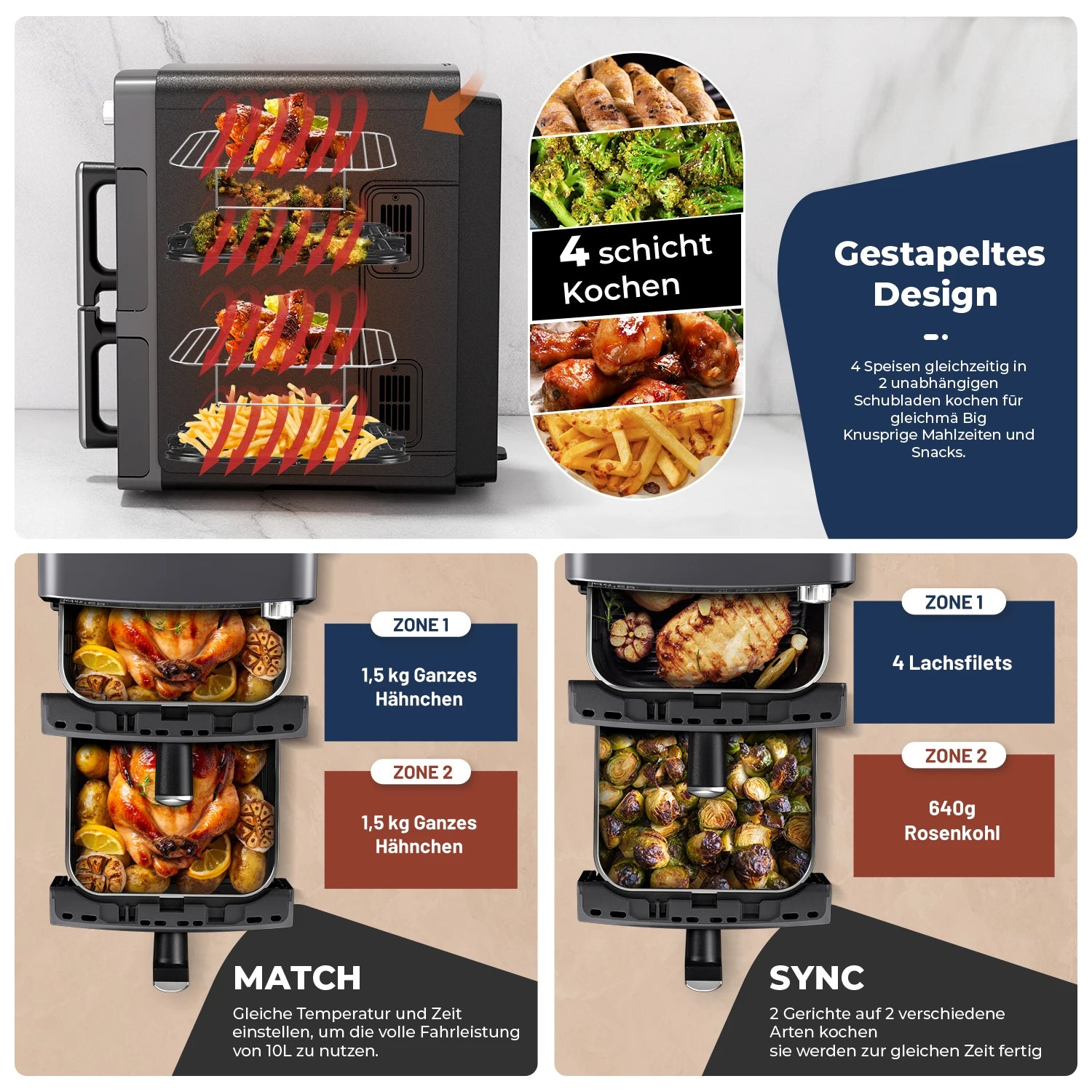 Air Fryer 2 Compartiments 10L