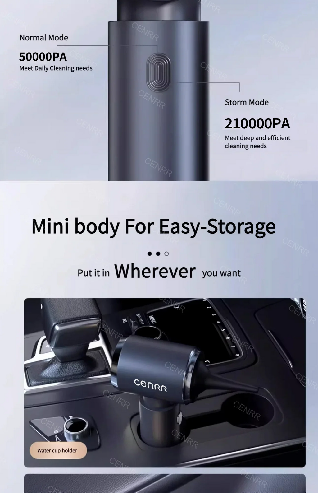 Aspirateur de Voiture Sans Fil Multifonction CENRR