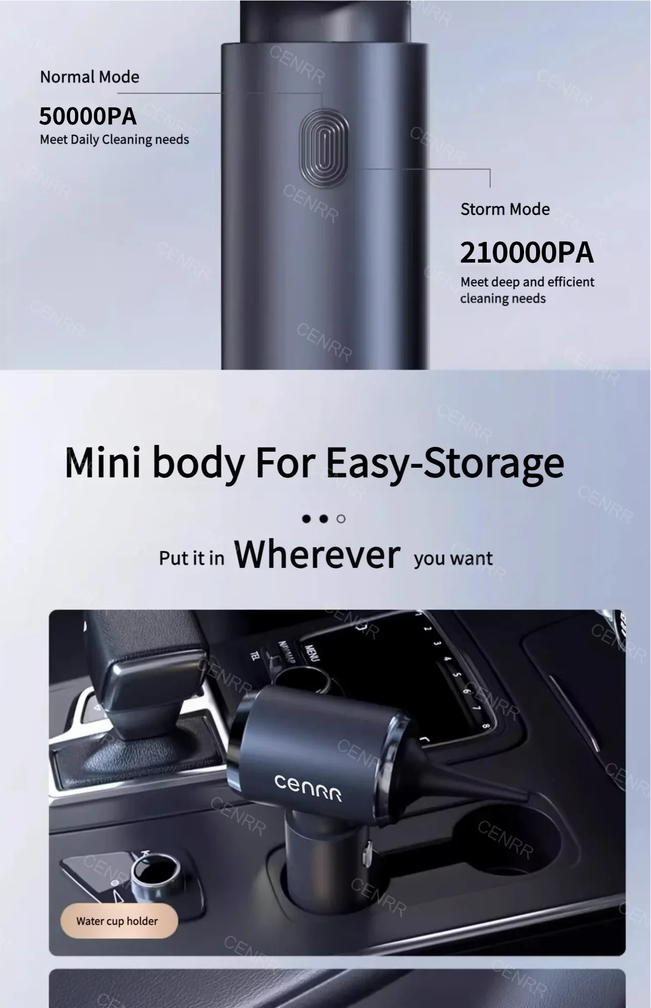 Aspirateur de Voiture Sans Fil Multifonction CENRR