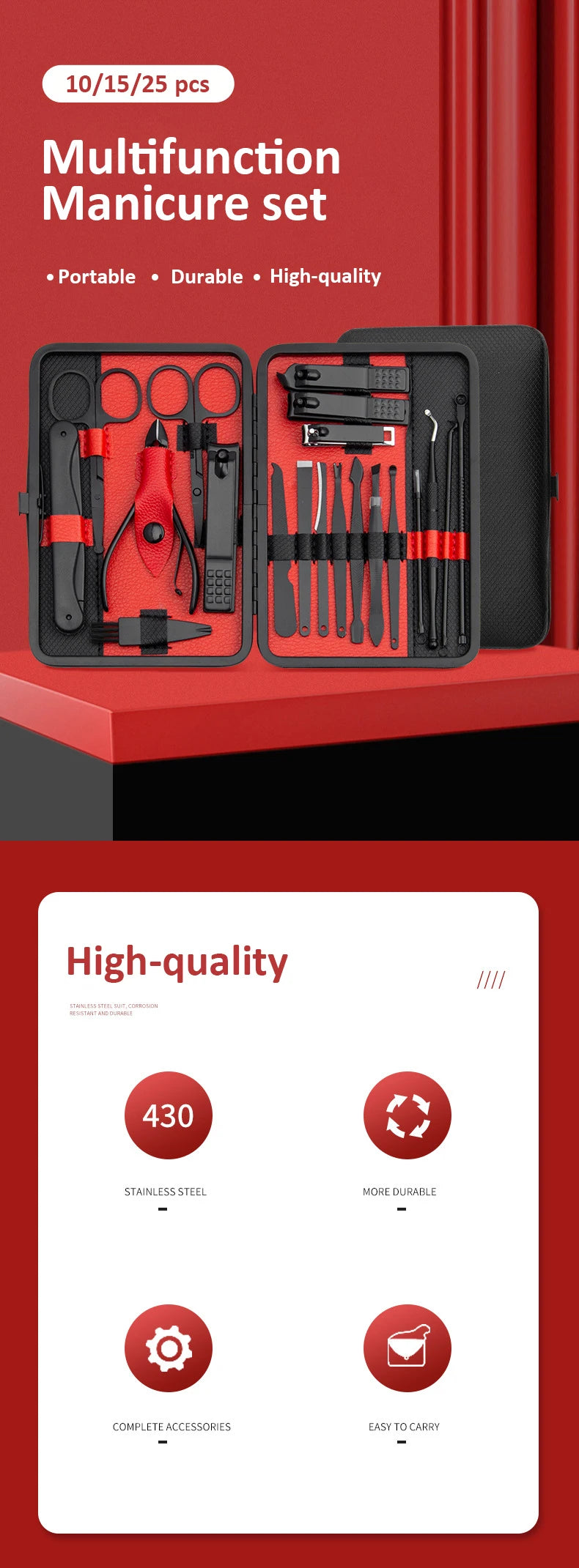 Ensemble de manucure 10/15/25 pièces