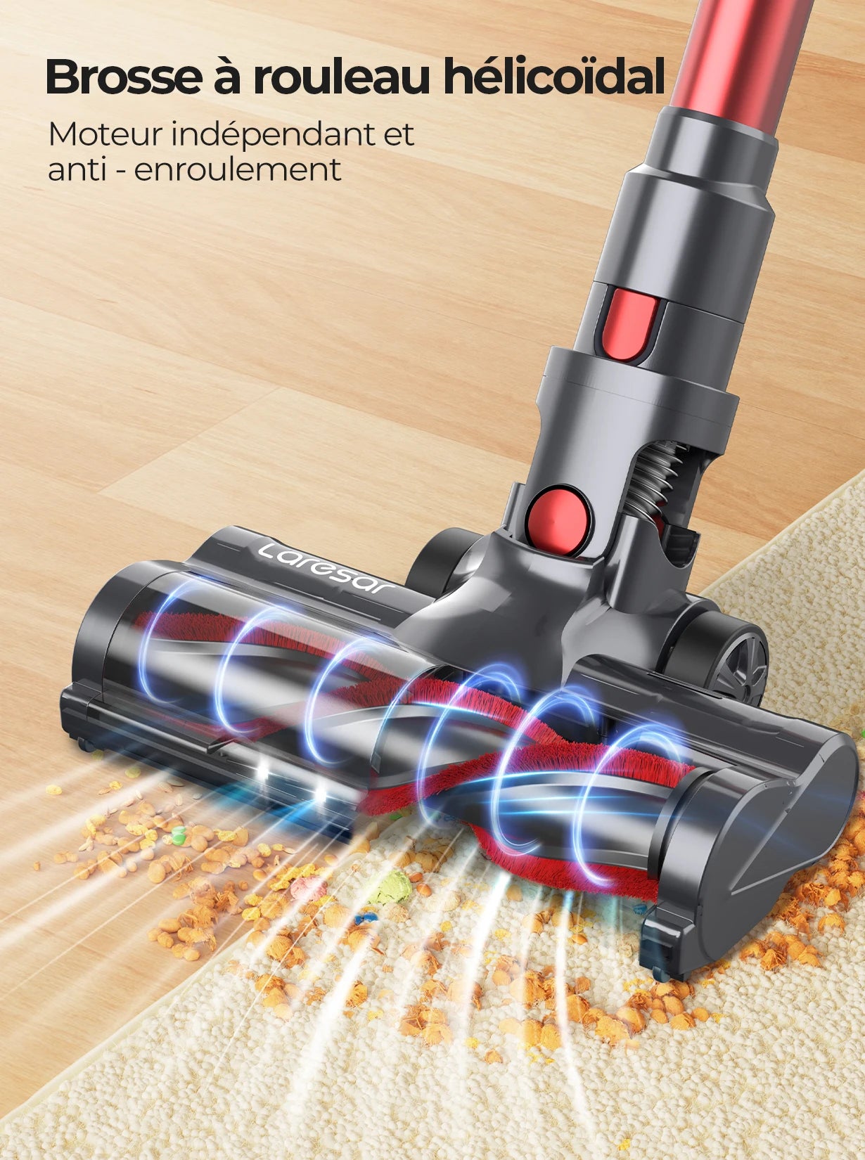 Laresar Aspirateur Balai sans Fil, 55KPa/500W