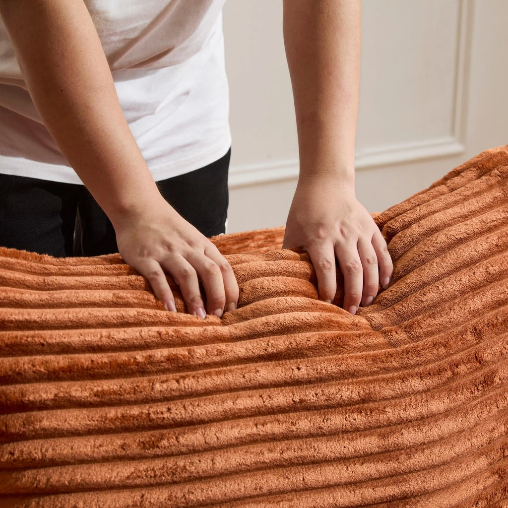 Canapé 3 places en velours côtelé en forme de L avec oreillers, aucun assemblage requis, canapé compressé, canapé d'angle moderne pour salon, chambre à coucher