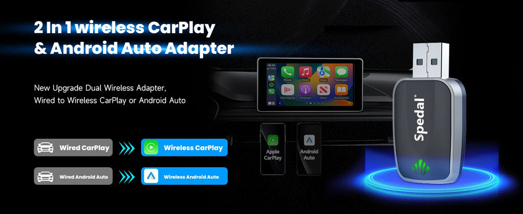 Adaptateur CarPlay filaire vers sans fil 2 en 1