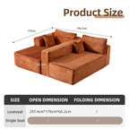 Canapé 3 places en velours côtelé en forme de L avec oreillers, aucun assemblage requis, canapé compressé, canapé d'angle moderne pour salon, chambre à coucher