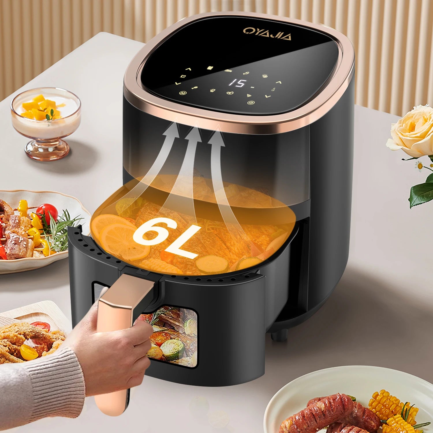 OYAJIA Multifunctional Air Fryer 1800W 6L