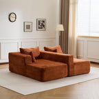 Canapé 3 places en velours côtelé en forme de L avec oreillers, aucun assemblage requis, canapé compressé, canapé d'angle moderne pour salon, chambre à coucher