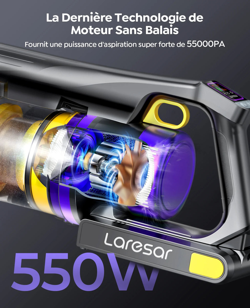 Laresar X11 Aspirateur Balai sans Fil, 75KPa/650W