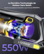 Laresar X11 Aspirateur Balai sans Fil, 75KPa/650W