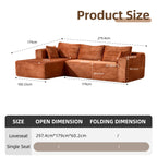 Canapé 3 places en velours côtelé en forme de L avec oreillers, aucun assemblage requis, canapé compressé, canapé d'angle moderne pour salon, chambre à coucher