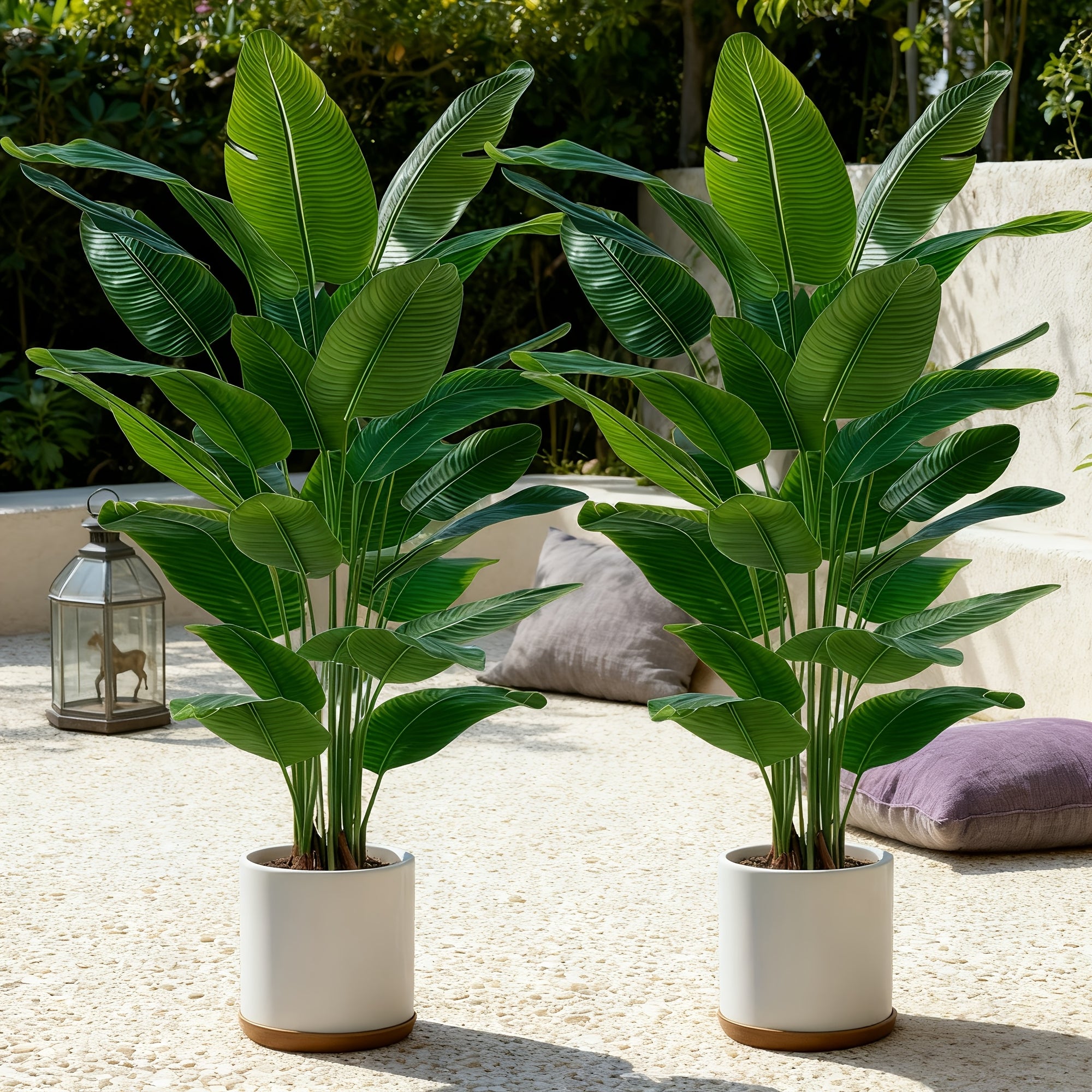 2pcs Realistic Artificial Banana Tree Plants - Evergreen Tropical Plants | Indoor/Outdoor Ground Decor | Suitable for Home Decor, Shops, Gardens, Courtyards, Porches, Weddings, Parties, Ideal Holiday Decoration: Thanksgiving,