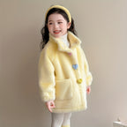 Girls' Winter Coat with 3 Colorful Buttons