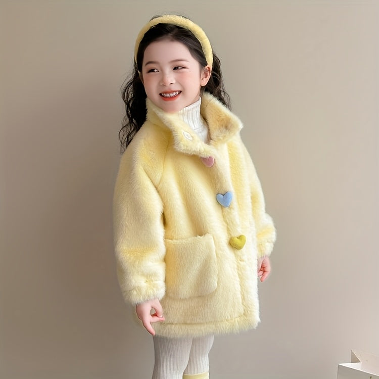 Girls' Winter Coat with 3 Colorful Buttons