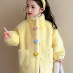 Girls' Winter Coat with 3 Colorful Buttons
