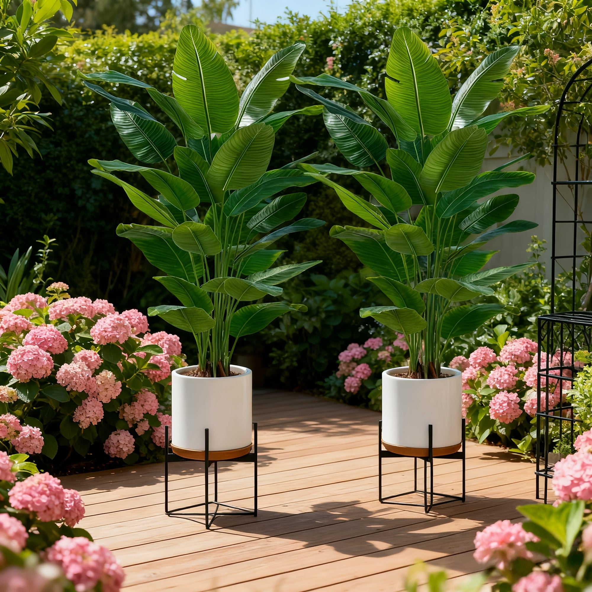 2pcs Realistic Artificial Banana Tree Plants - Evergreen Tropical Plants | Indoor/Outdoor Ground Decor | Suitable for Home Decor, Shops, Gardens, Courtyards, Porches, Weddings, Parties, Ideal Holiday Decoration: Thanksgiving,