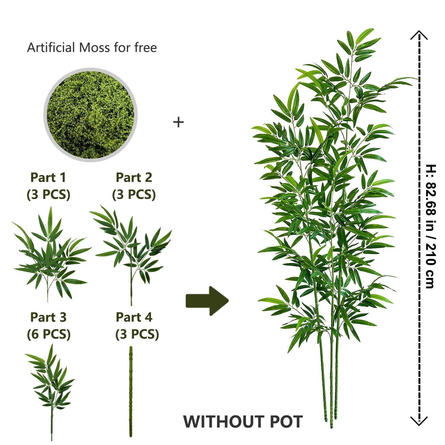 Bambou artificiel de 150 à 210 cm - Electromagna
