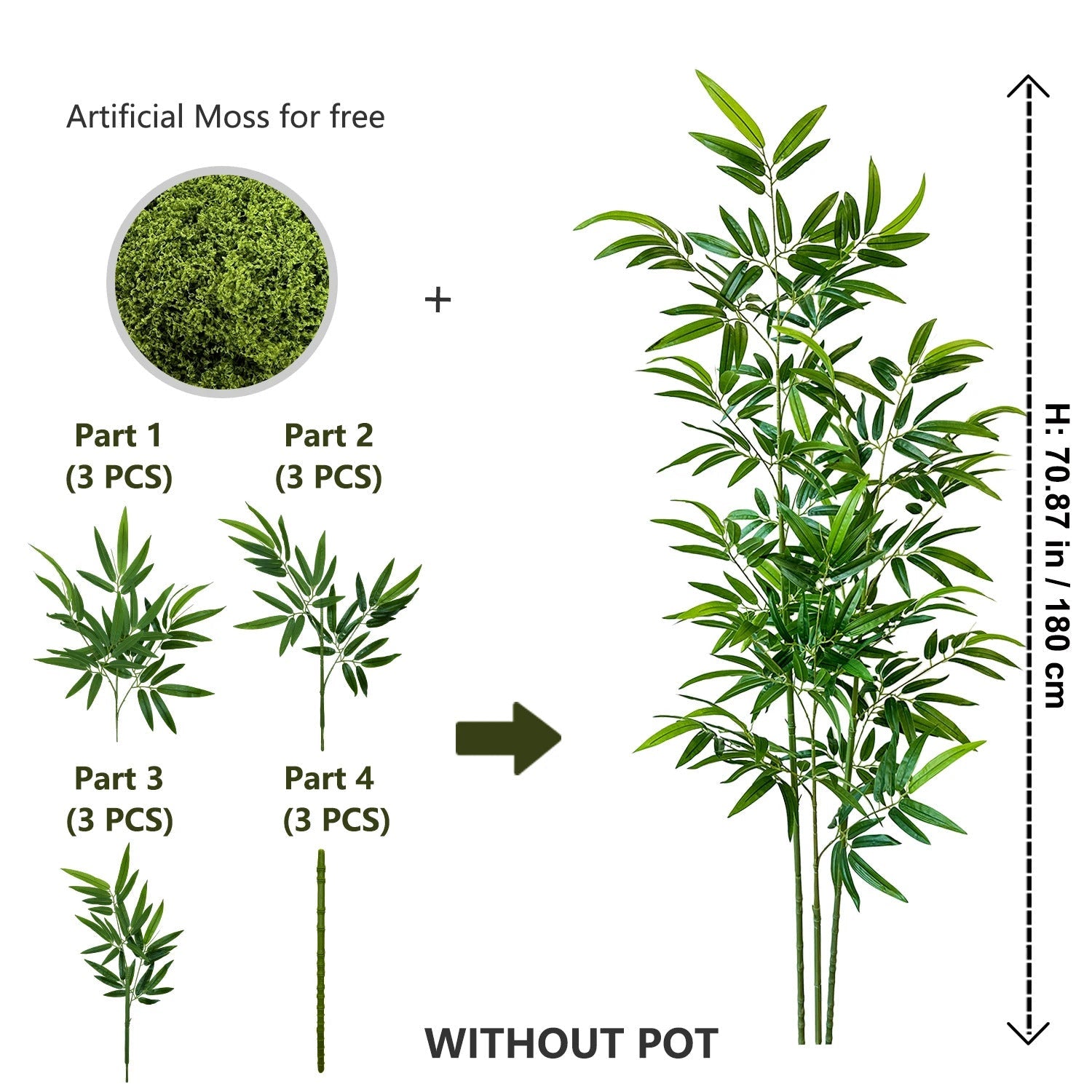 Bambou artificiel de 150 à 210 cm - Electromagna