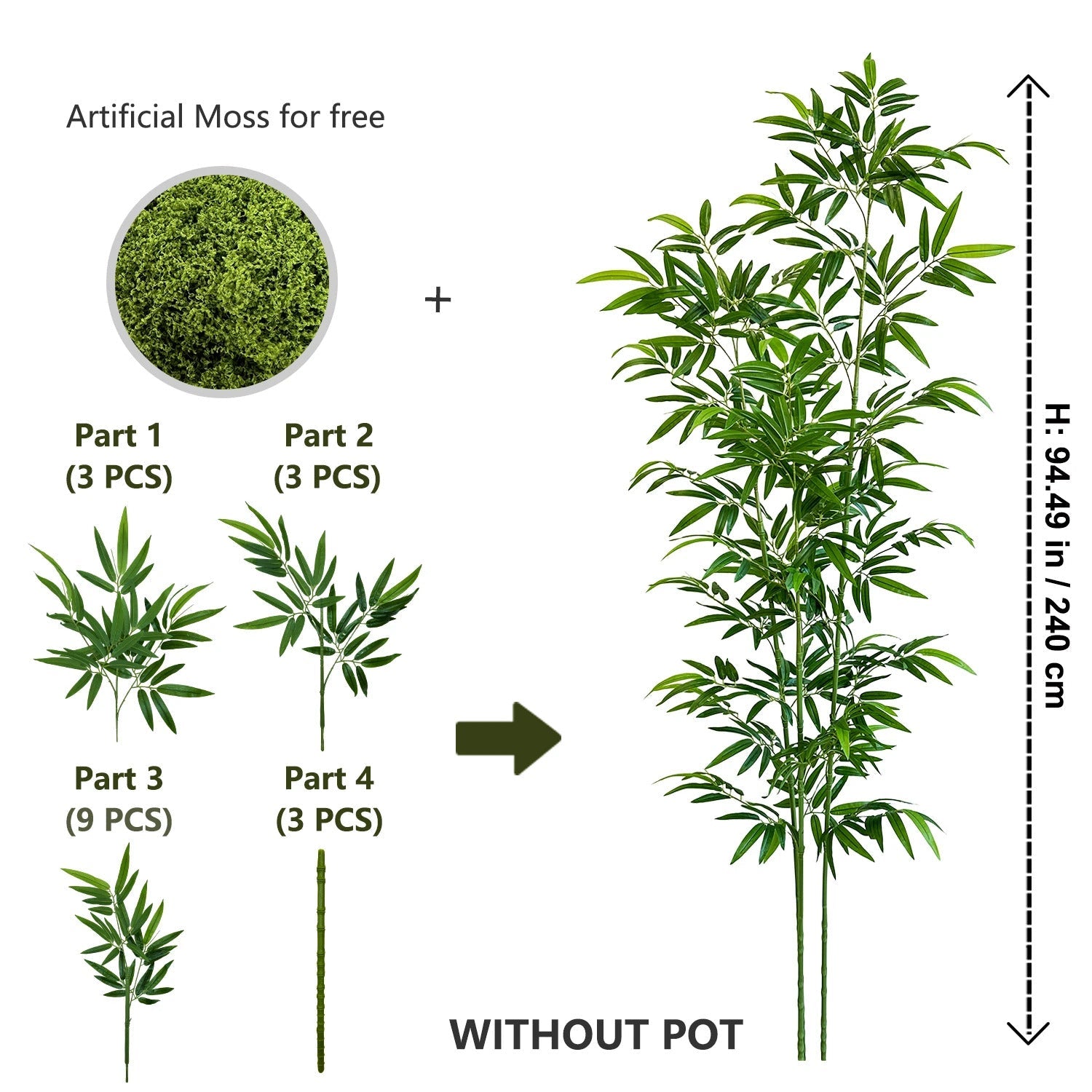 Bambou artificiel de 150 à 210 cm - Electromagna