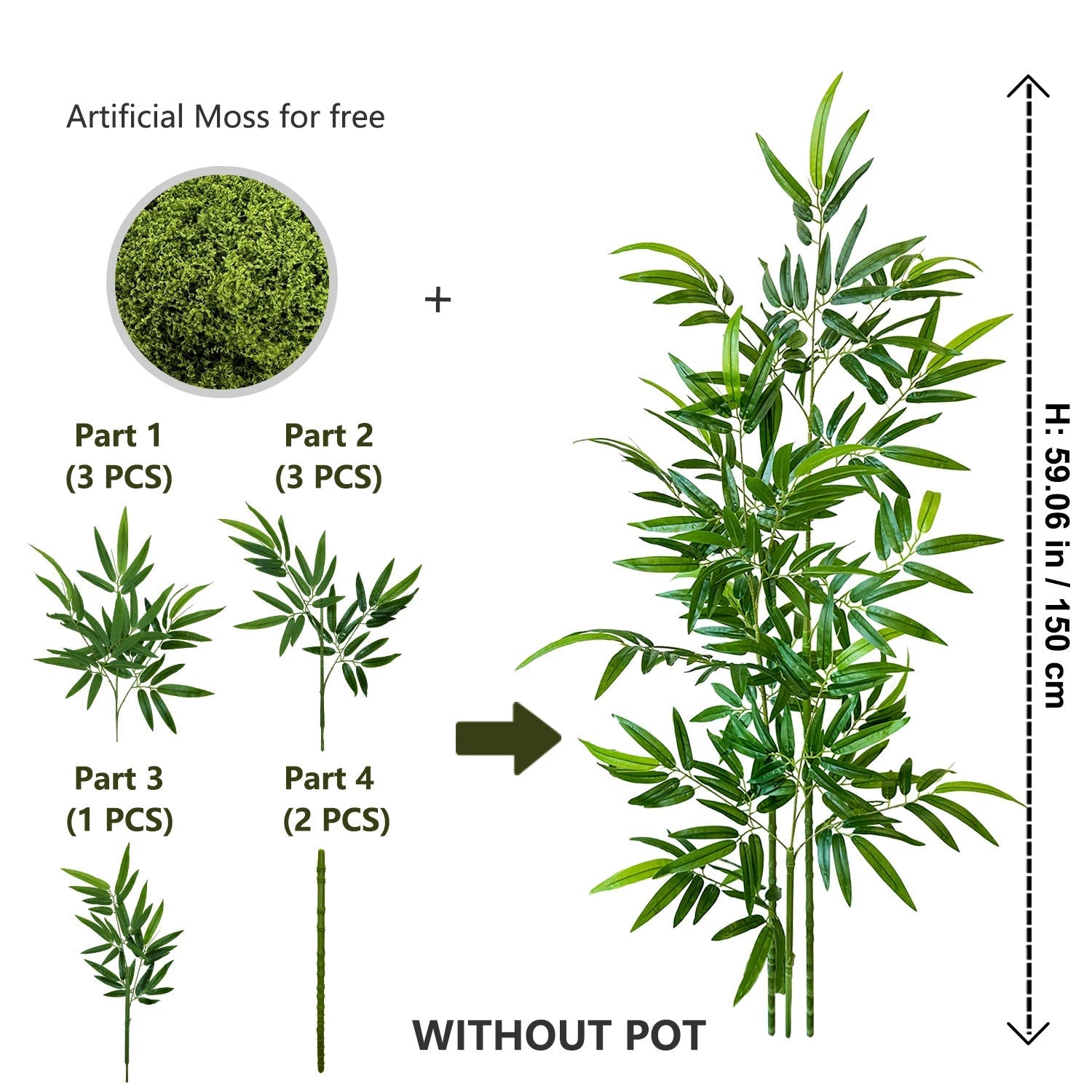 Bambou artificiel de 150 à 210 cm - Electromagna