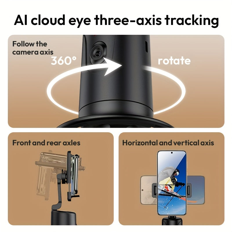 Auto Face Tracking Tripod, Foldable 360°