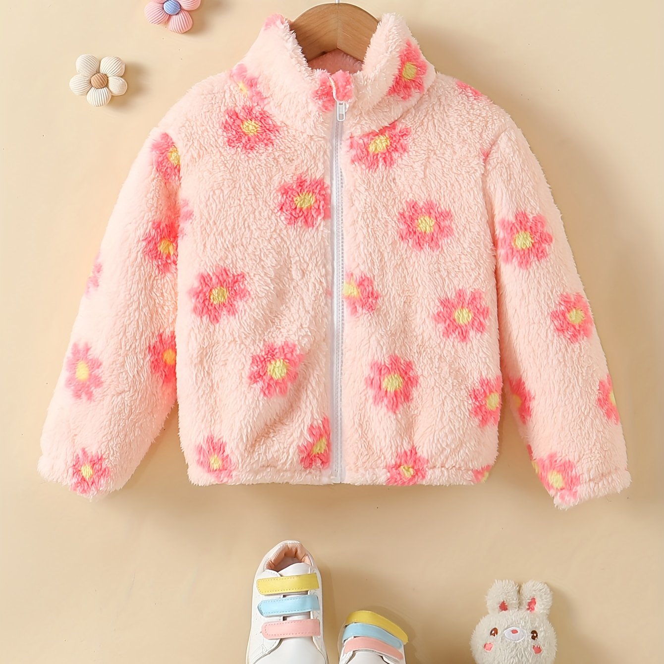 Veste Polaire Floral à Col Montant