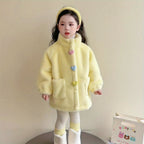 Girls' Winter Coat with 3 Colorful Buttons