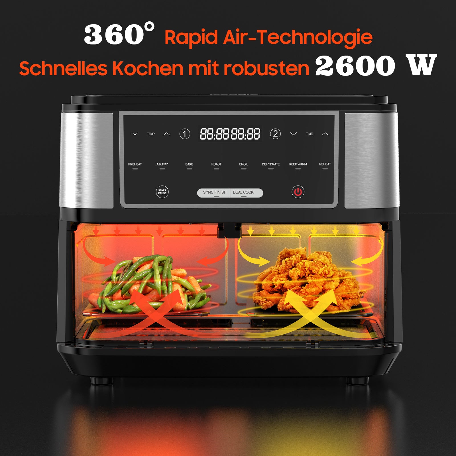 Dual-Zone Hot Air Fryer, 10L Iceagle