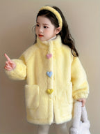Girls' Winter Coat with 3 Colorful Buttons