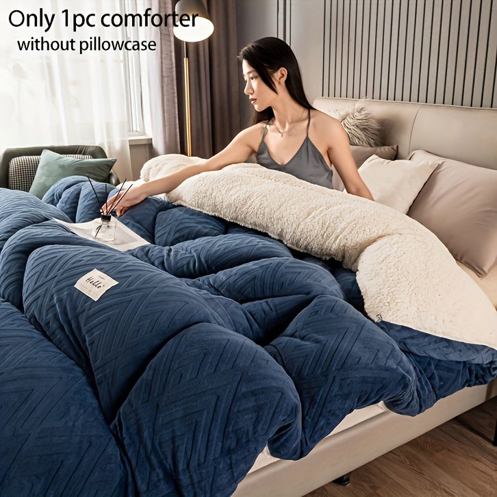1pc Contemporary Quilted Comforter, Medium Weight Polyester 100% with Microfiber Filling, Machine Washable, All-Season Multipurpose Bedding for Bedroom & Guest Room - No Pillowcase Included