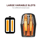 750W Toaster with 2 Extra-Wide Slots, 6 Browning Levels, Removable Crumb Tray, Automatic Ejection