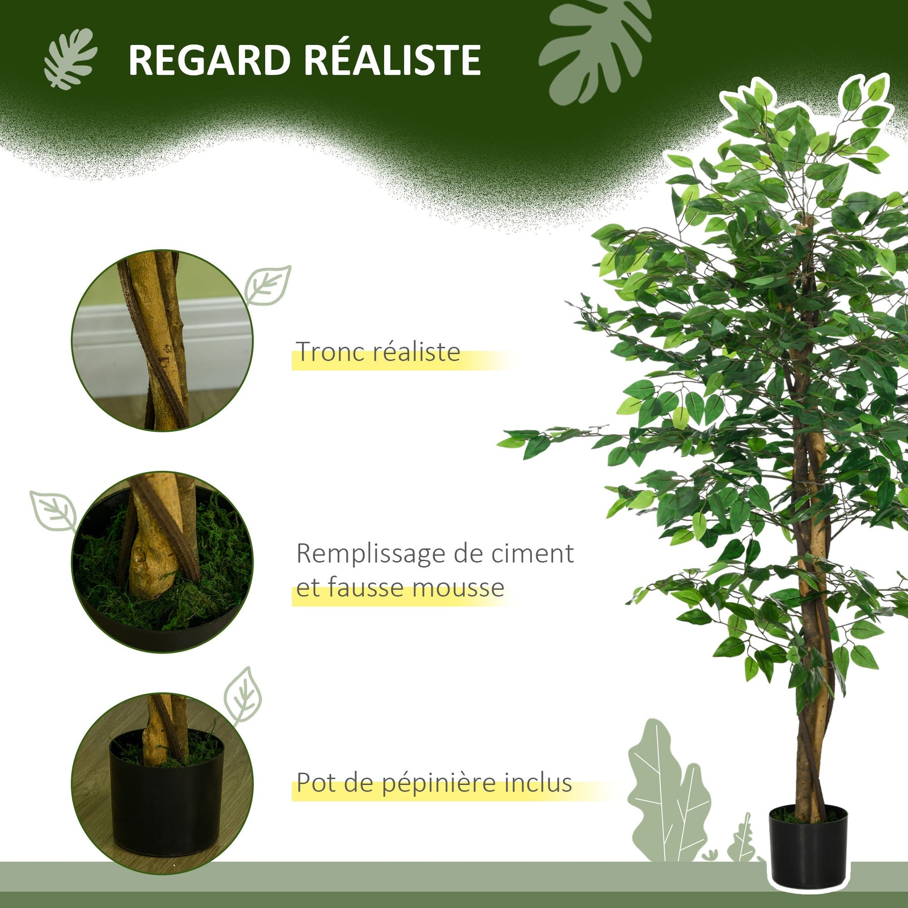 Ficus artificiel HOMCOM 1,50 m - Electromagna