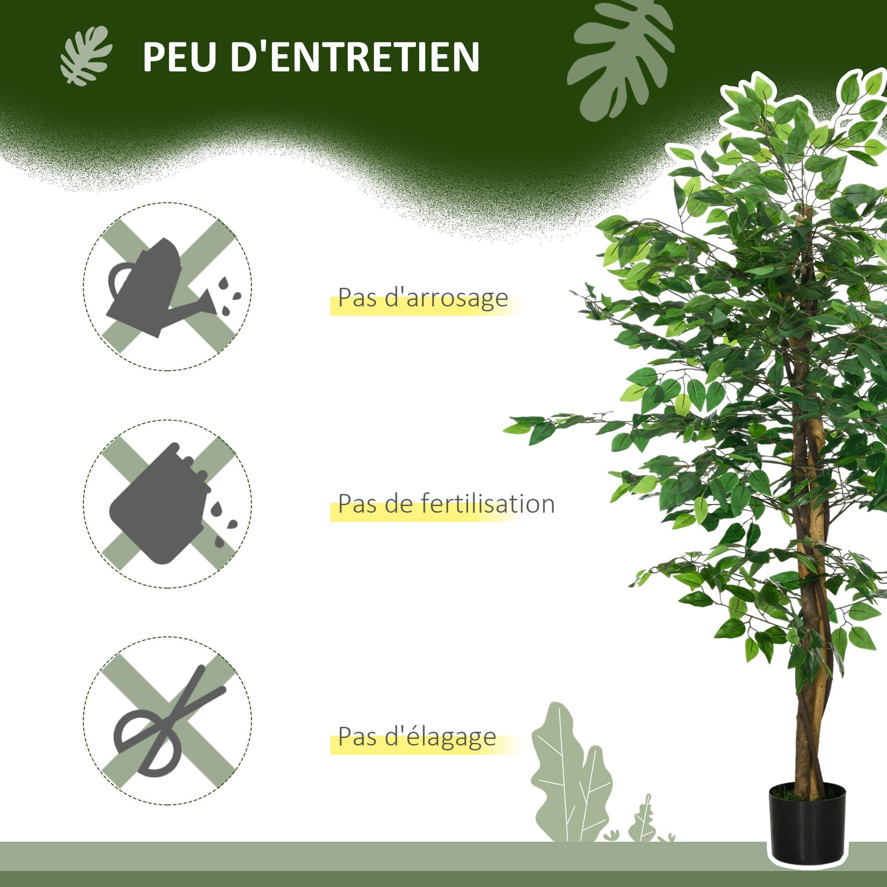 Ficus artificiel HOMCOM 1,50 m - Electromagna